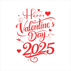 happy valentines day 2025 typography design.