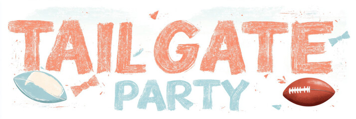 Tailgate party football graphic poster with retro style for event promotion