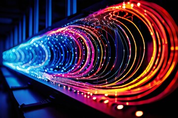 binary code visualization in fiber optic cables