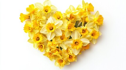 Heart shape made of Daffodil flowers. Valentine's day. Love fashion