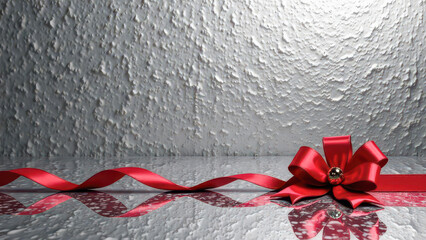 A red bow on a dark background at the bottom, presentation, gift card, background, packaging, loyalty card, greeting card, mockup