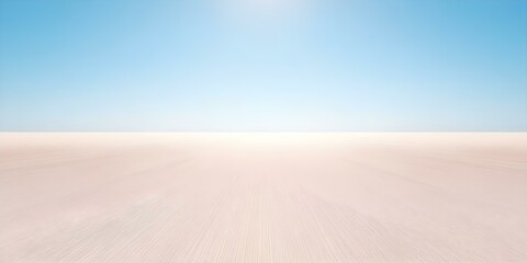 Naklejka premium A vast, empty landscape with a clear blue sky and a light-colored ground, creating a minimalist and serene atmosphere. Concept Minimalist Landscape, Serene Atmosphere, Clear Blue Sky