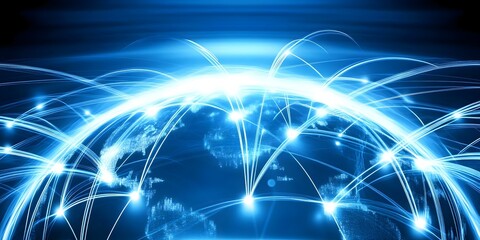 Fototapeta premium A digital representation of a connected globe, illustrating global communication and data exchange through networks and technology. Concept Global Connectivity, Data Exchange Networks