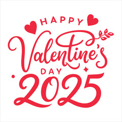 happy valentines day 2025 typography design.