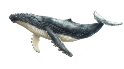 World Wildlife Day-themed humpback whale breaching, PNG file, transparent background, isolated on white