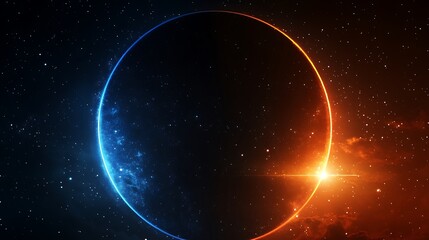 Naklejka premium Celestial Body Divided By Dual Cosmic Energies