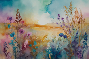 watercolor painting on the wall