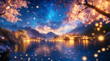 Fototapeta premium Endless Tranquility, a deep blue night sky filled with stars, evokes a serene and minimalist atmosphere, inviting contemplation and peace.