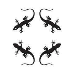  Lizard animal silhouette vector illustration black color design and solid white background