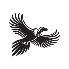 Obraz premium Vulture flying silhouette vector art black color design and solid white background