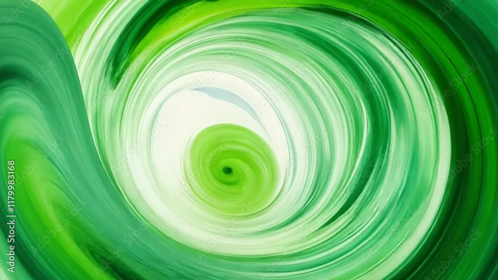 Aufkleber Green Swirl Abstract: A mesmerizing abstract swirl of green and white hues, creating a hypnotic and dynamic visual experience.  
