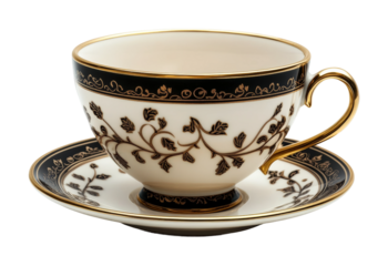 Elegant vintage coffee cup on high fidelity minimalist style still life isolated on transparent background png
