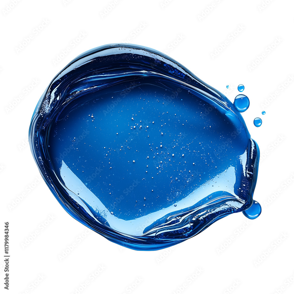 Aufkleber top view of vibrant deep blue gel with glossy texture and small air bubbles, isolated on transparenc