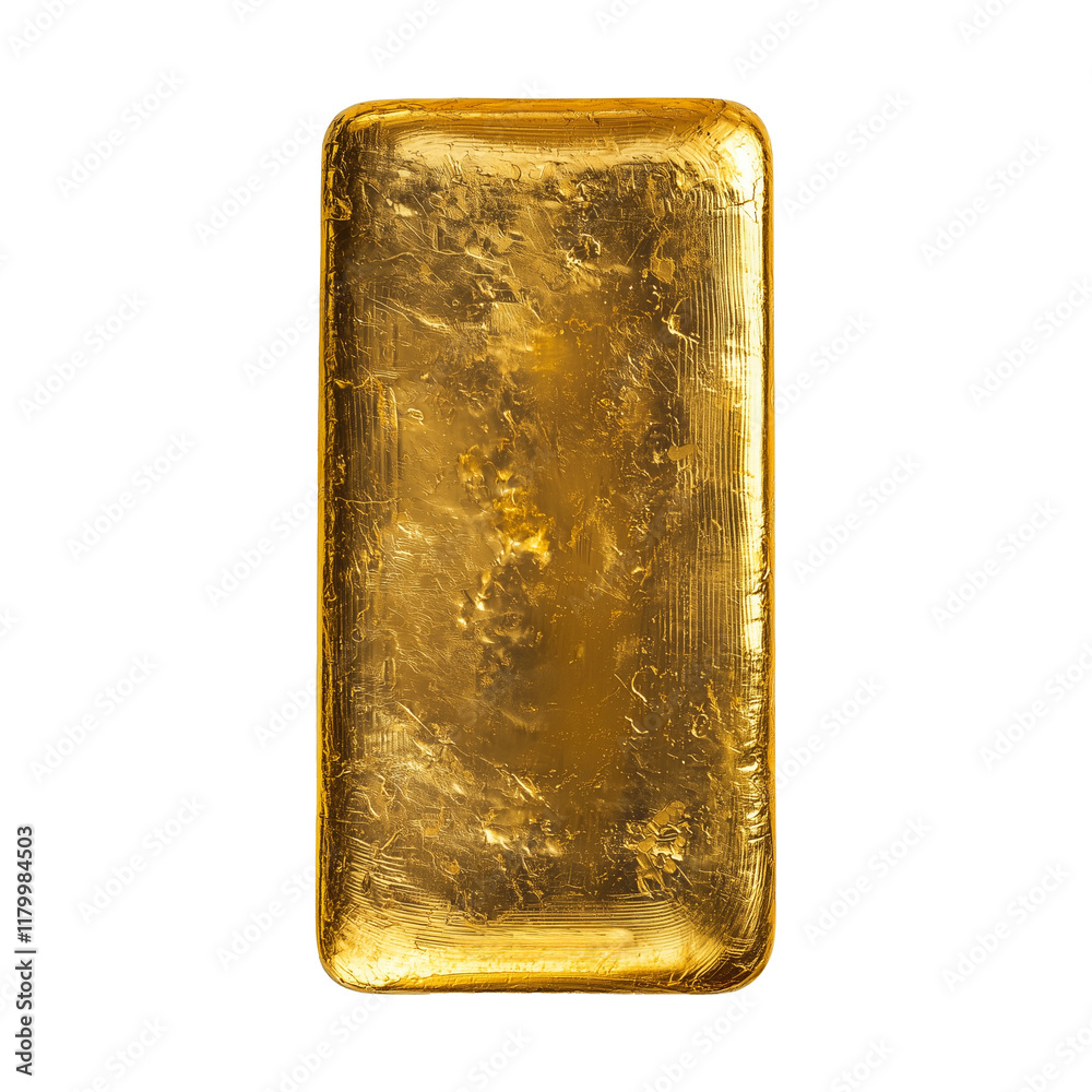 Poster shiny gold bar with textured surface isolated on transparency background, symbolizing wealth and lux