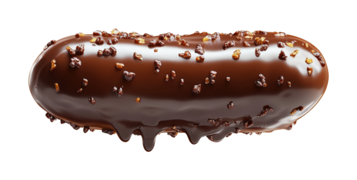 Decadent chocolate eclair dessert studio setting high fidelity minimalist gourmet concept isolated on transparent background png