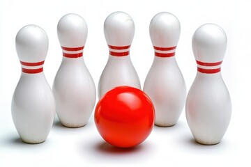 a bowling ball in front of a group of bowling pins