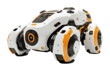 Advanced rescue robot technology robotics lab product showcase high-tech environment side view innovative design isolated on transparent background png