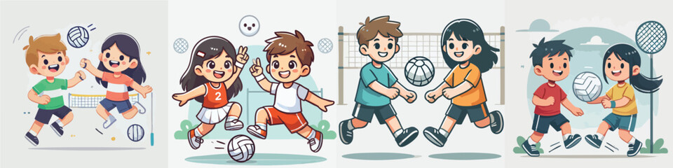 Vector of children doing various sports activities