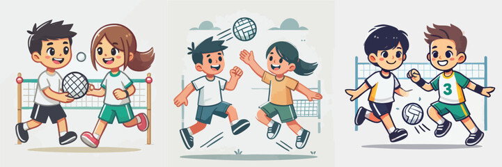 Vector of children doing various sports activities