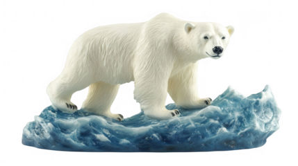 World Wildlife Day-themed polar bear standing on iceberg, PNG file, transparent background, isolated on white