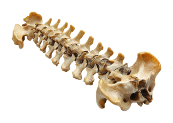 Detailed visualization of human spine structure anatomy lab scientific medical environment close-up view education focus isolated on transparent background png