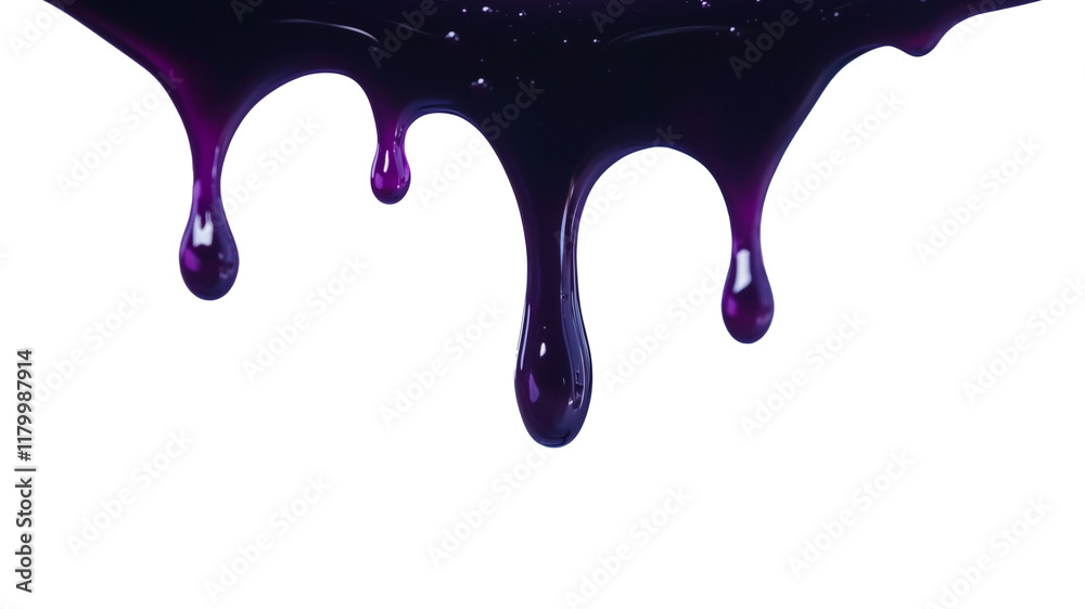 Fototapete dark purple liquid drips down in glossy, smooth flow, creating dramatic and artistic effect against 
