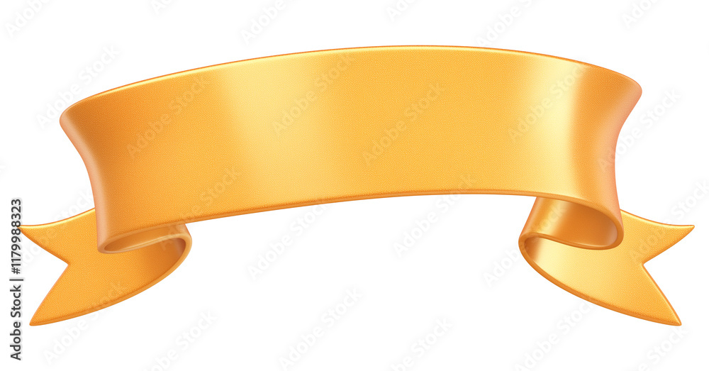Poster Golden metallic ribbon with smooth texture and elegant curved design, isolated on transparent background, perfect for decoration or celebratory themes