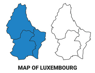 Luxembourg Blue detailed outline map border regions outline vector set