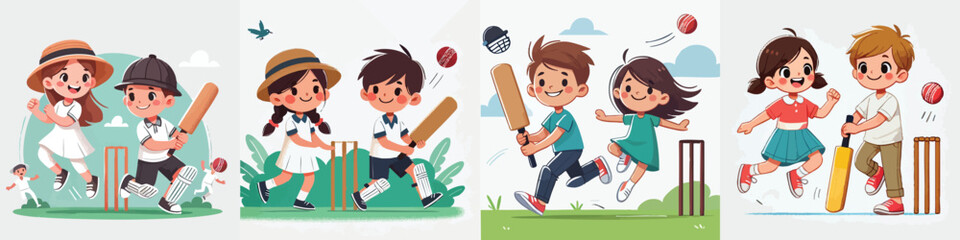 Vector of children doing various sports activities