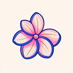 Elegant Pink Flower with Stylized Petals and Vibrant Outline for Creative Projects, Illustrations, or Graphic Design Enhancements
