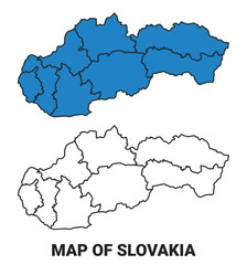 Fototapeta premium Slovakia Blue detailed outline map border regions outline vector set