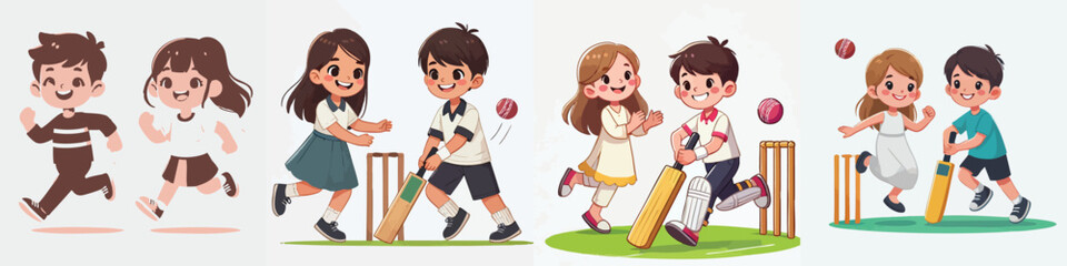Vector of children doing various sports activities