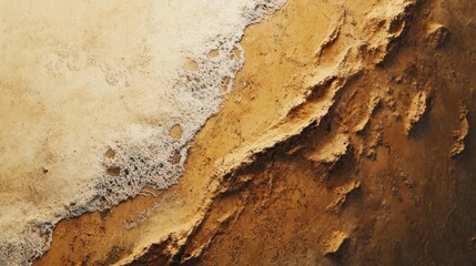 Textured Earth: Golden Sands and Foamy Tide, Abstract Landscape