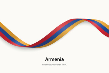 Armenia flag on Waving ribbon