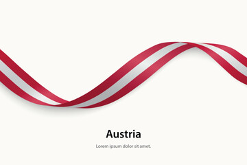 Austria flag on Waving ribbon
