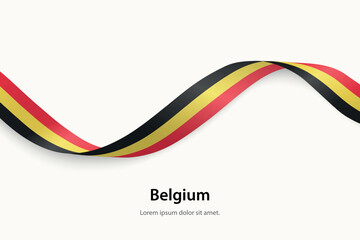 Belgium flag on Waving ribbon