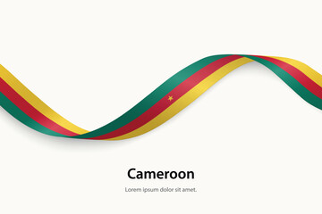 Cameroon flag on Waving ribbon