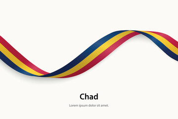 Chad flag on Waving ribbon