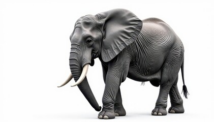 Fototapeta premium Large grey elephant isolated on white backdrop, asia, grey, large
