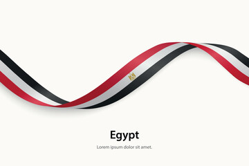 Egypt flag on Waving ribbon