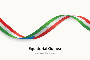 Equatorial Guinea flag on Waving ribbon