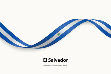 El Salvador flag on Waving ribbon