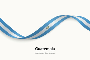 Guatemala flag on Waving ribbon