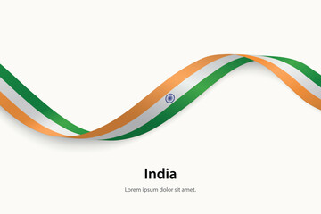 India flag on Waving ribbon