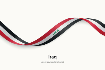 Iraq flag on Waving ribbon