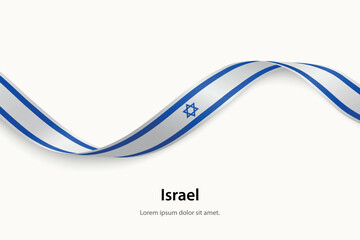 Fototapeta premium Israel flag on Waving ribbon