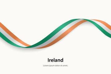 Ireland flag on Waving ribbon
