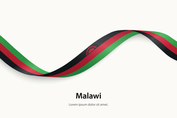 Malawi flag on Waving ribbon