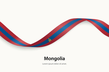 Mongolia flag on Waving ribbon