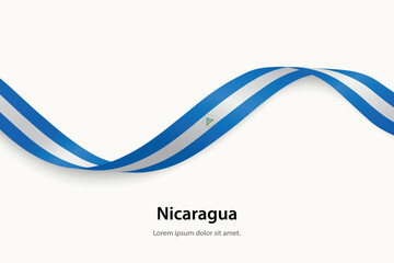 Nicaragua flag on Waving ribbon